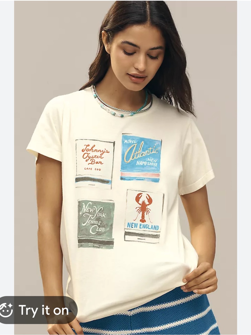 Anthropologie Letluv Matchbook Graphic Tee SOLD OUT!! NWT - Picture 1 of 8